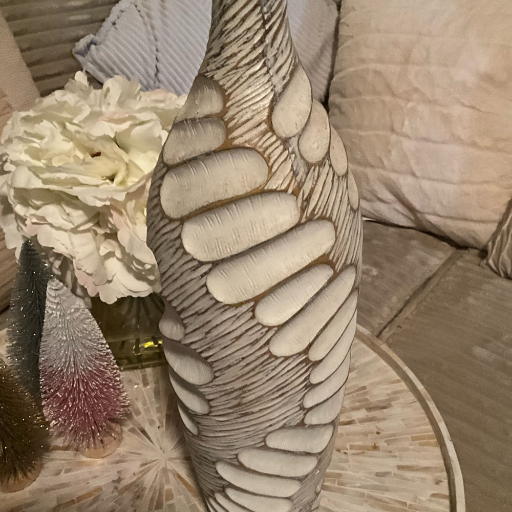 Elegant White Washed Tall Vase~ Beautiful! EUC